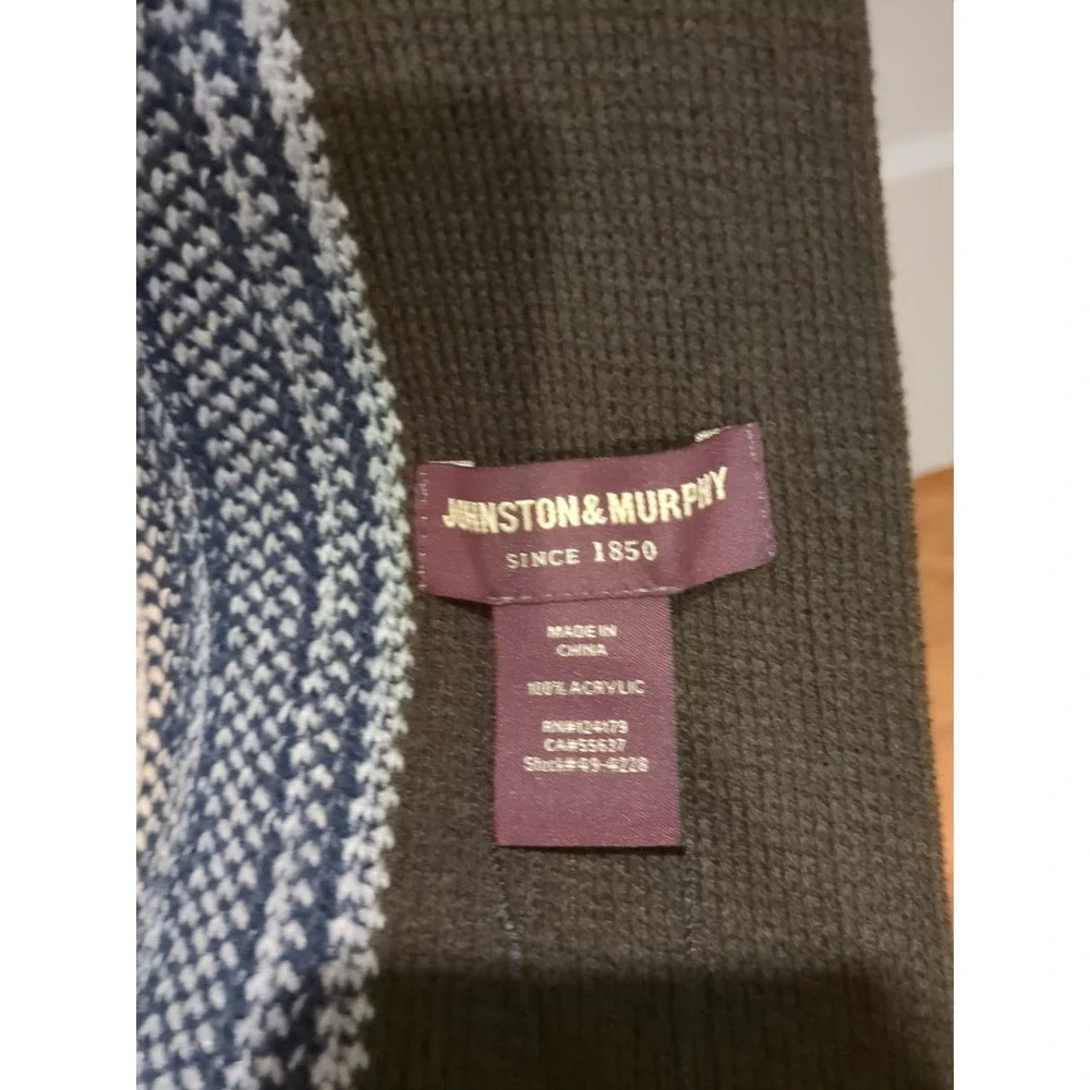 NWT Men's‎ Johnston & Murphy Brown/Blue Stripe Knit Scarf